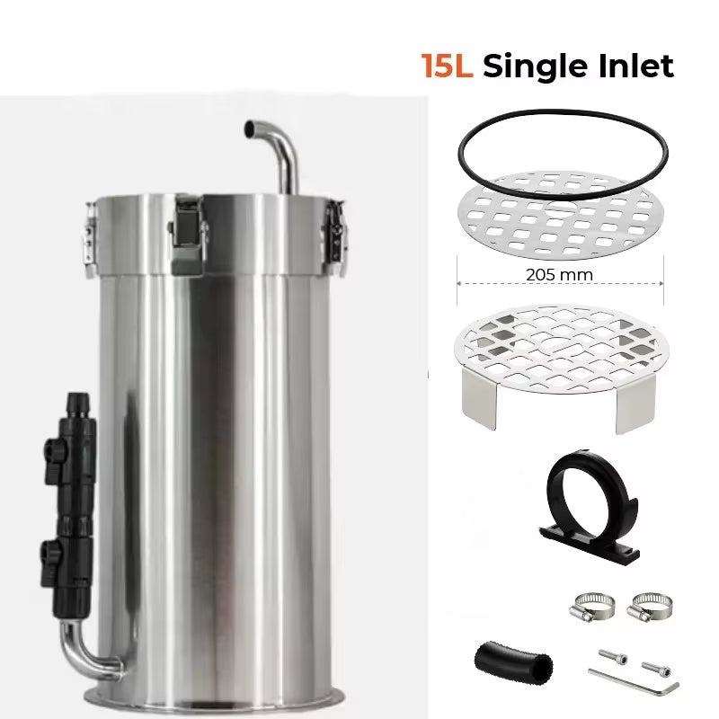 Stainless Steel ADA-Style External Canister Filter – Premium Barrel for Grass & Fish Tanks