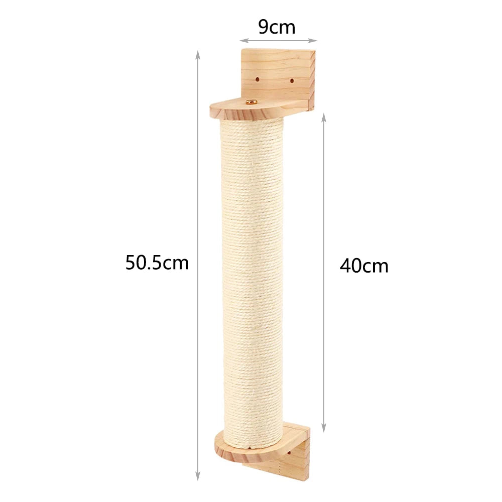 Wall-Mounted 4-Step Cat Climbing Shelf – Sisal Scratch Post & Tower Platform