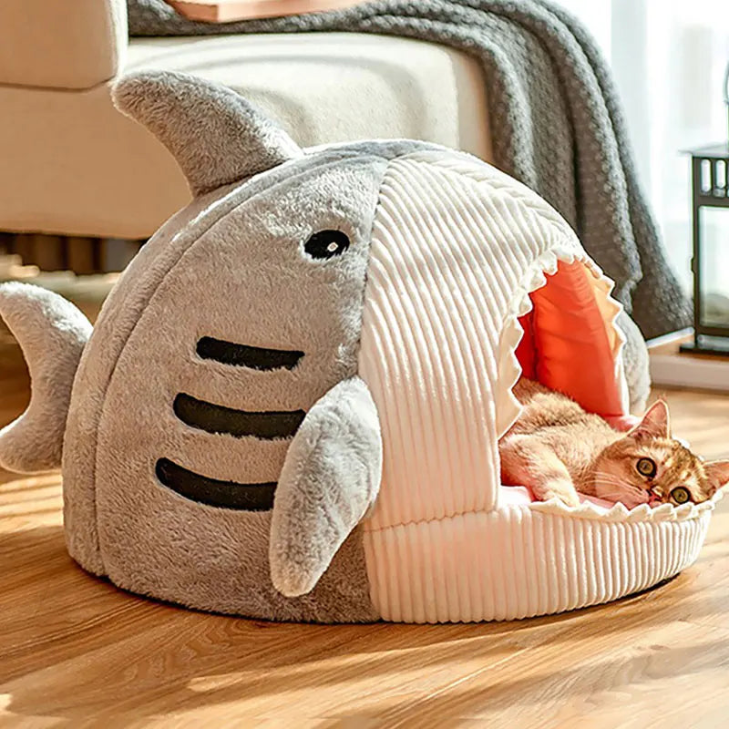 Cartoon Shark Cave Pet Bed 