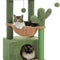 PEQUTLI 4-in-1 Cactus Cat Tree – 33” Indoor Cat Tower with Large Condo, Scratching Post, Hammock & Perch (Green)