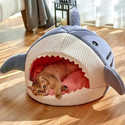 Cartoon Shark Cave Pet Bed 