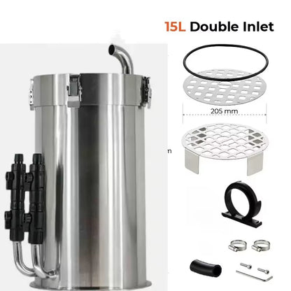 Stainless Steel ADA-Style External Canister Filter – Premium Barrel for Grass & Fish Tanks