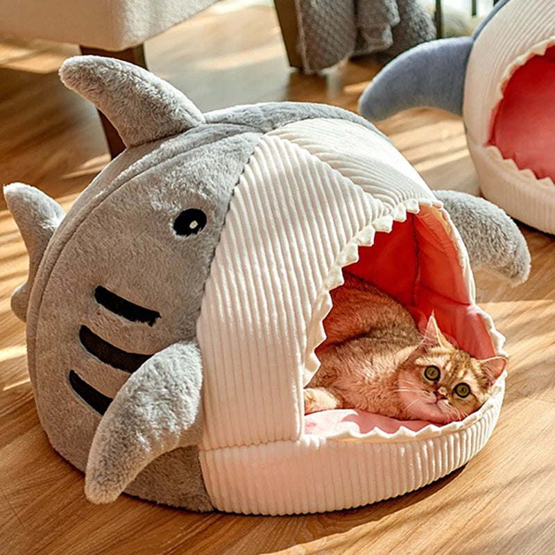 Cartoon Shark Cave Pet Bed 