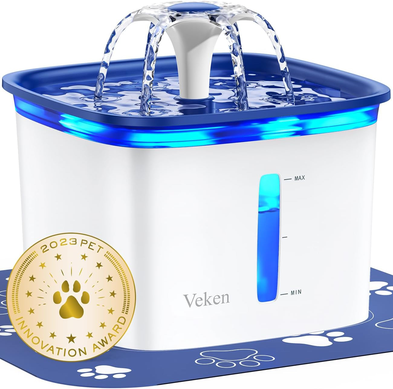 2.8L Automatic Pet Water Fountain – 95oz Capacity, with Replacement Filters for Cats, Dogs, & Multi-Pet Homes (Blue)