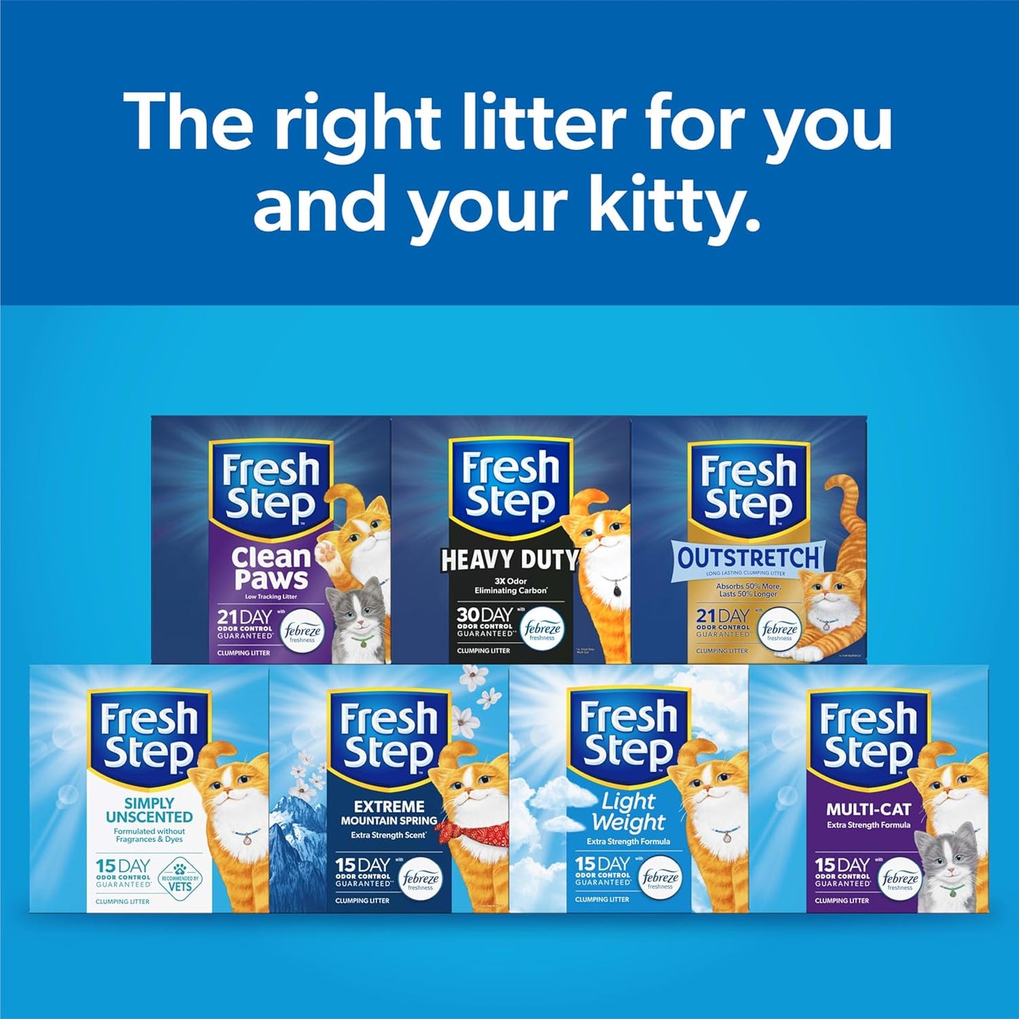 Clumping Cat Litter Multi-Cat Extra Strength Formula with Febreze Freshness, Multi Cat Litter with Ammonia Block Technology, 14 Lb. Box