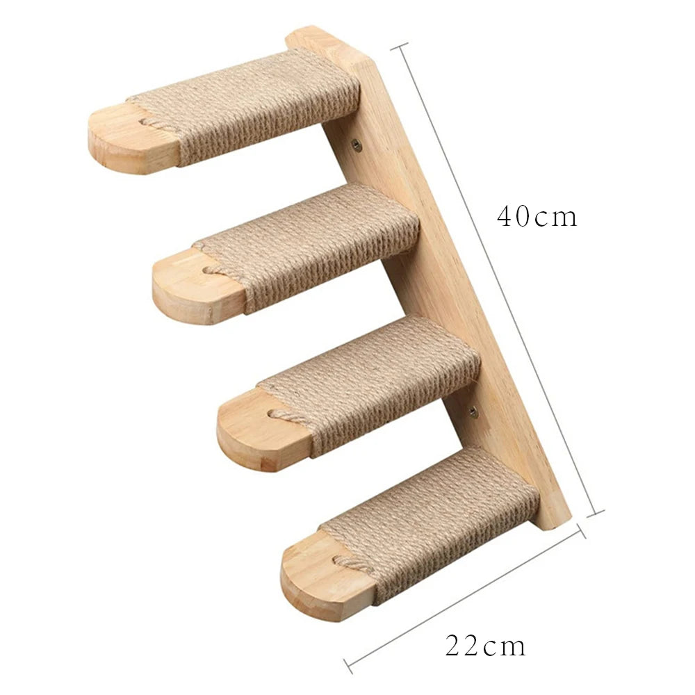 50cm Wall-Mounted Cat Climbing Frame – Hammock, Ladder & Sisal Scratch Post for Indoor Cats