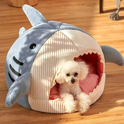 Cartoon Shark Cave Pet Bed 