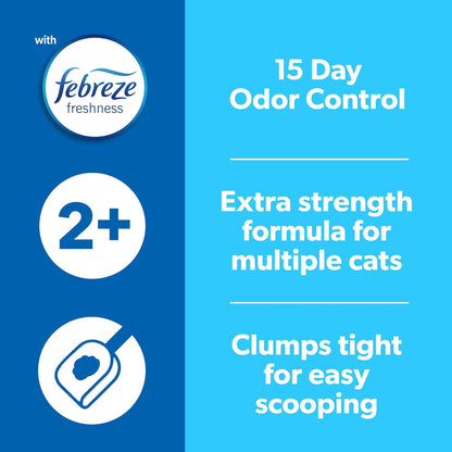 Clumping Cat Litter Multi-Cat Extra Strength Formula with Febreze Freshness, Multi Cat Litter with Ammonia Block Technology, 14 Lb. Box