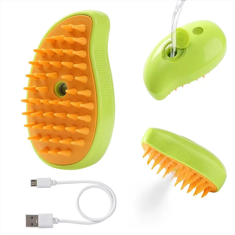 Electric Pet Grooming Brush with Water Spray – Soft Silicone Comb for Cats & Dogs, Perfect for Bathing & Hair Removal