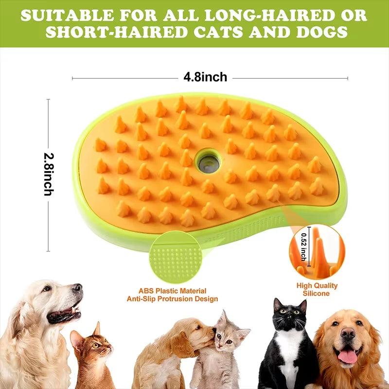 Electric Pet Grooming Brush with Water Spray – Soft Silicone Comb for Cats & Dogs, Perfect for Bathing & Hair Removal