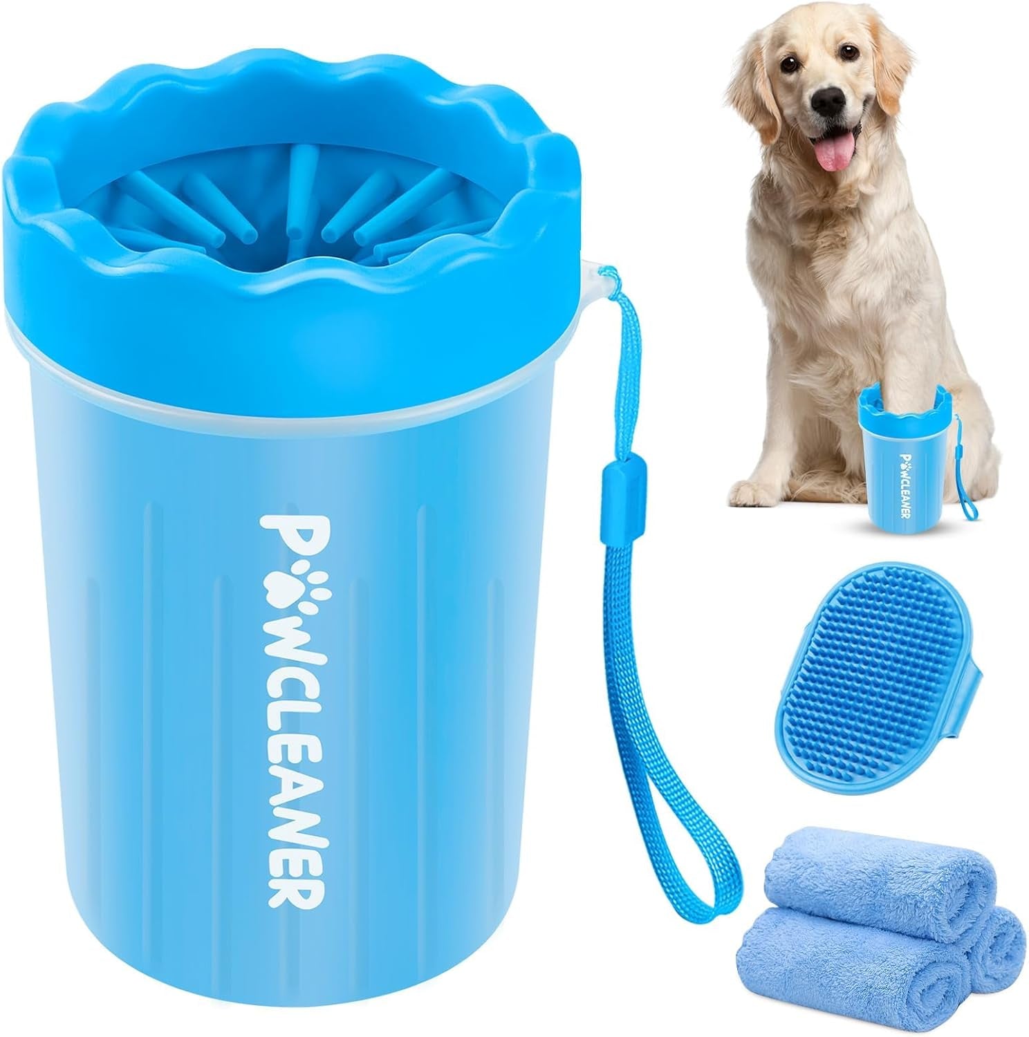 Dog Paw Cleaner with 3 Towels – Muddy Buddy Washer for Small, Medium & Large Dogs/Cats