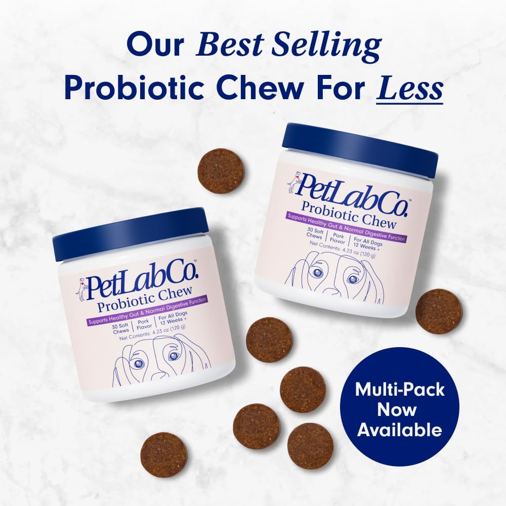 Dog Probiotics – Gut Health, Digestive Support & Allergy Relief, Pork Flavor, 30 Soft Chews