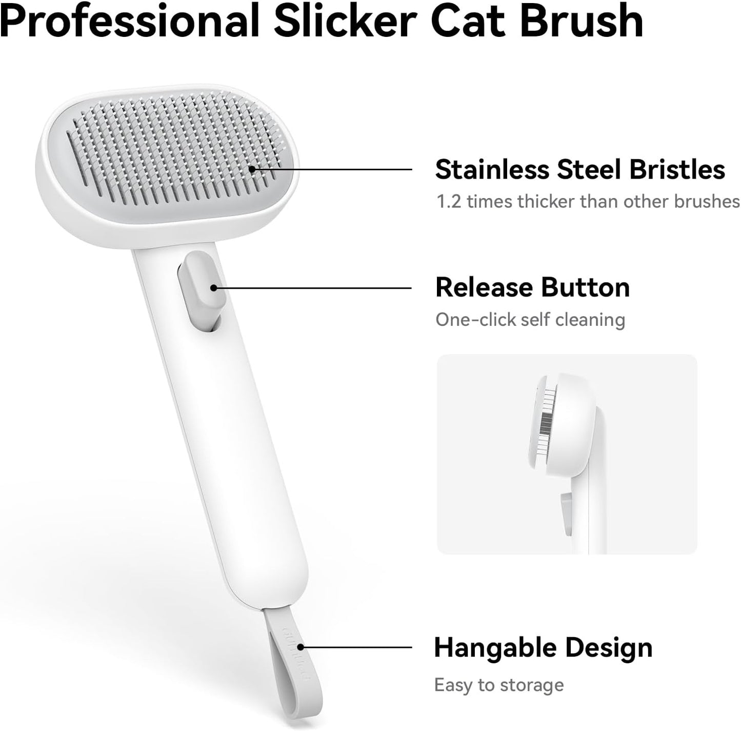 Cat Shedding Brush – Grooming Tool for Long & Short Haired Cats, Dogs, and Rabbits – Removes Loose Fur & Provides Gentle Massage