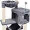 Modern Cat Tree with Condo & Large Hammock – Grey