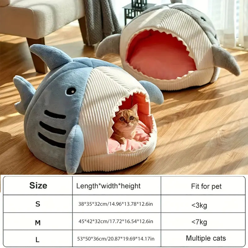 Cartoon Shark Cave Pet Bed 