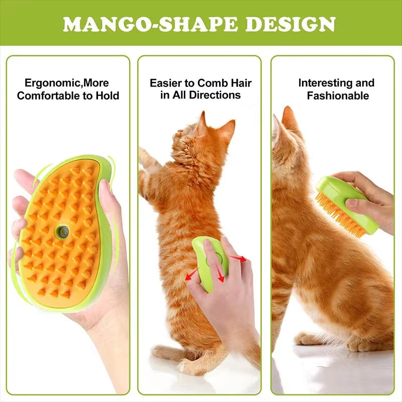 Electric Pet Grooming Brush with Water Spray – Soft Silicone Comb for Cats & Dogs, Perfect for Bathing & Hair Removal