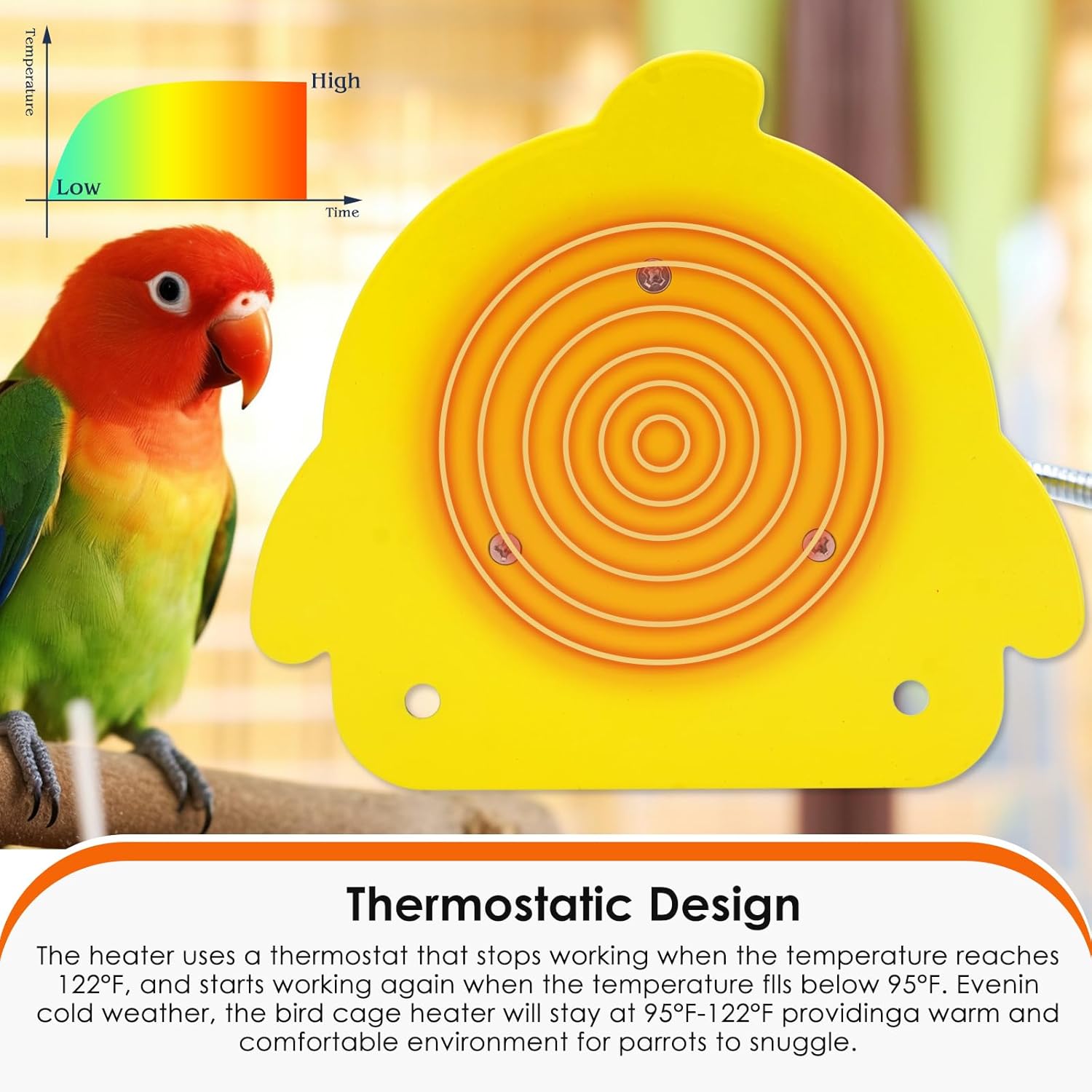 Bird Cage Heater & Heated Perch Pad – Snuggle-Up Warmer for Parrots, Parakeets, Conures, and Small Birds