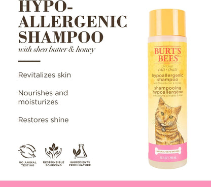 Hypoallergenic Cat Shampoo with Shea Butter & Honey – 99.7% Natural, Gentle Formula for Itchy Skin, 10 Oz"