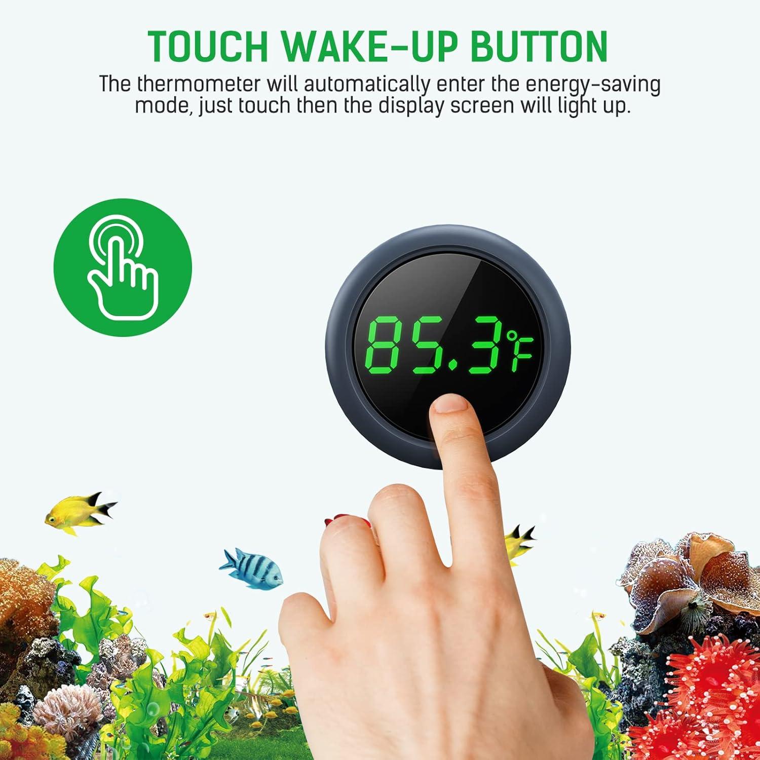 Digital Aquarium Thermometer – Accurate LED Display (±0.9°F) for Fish, Turtles, Axolotls, and Aquatic Pets