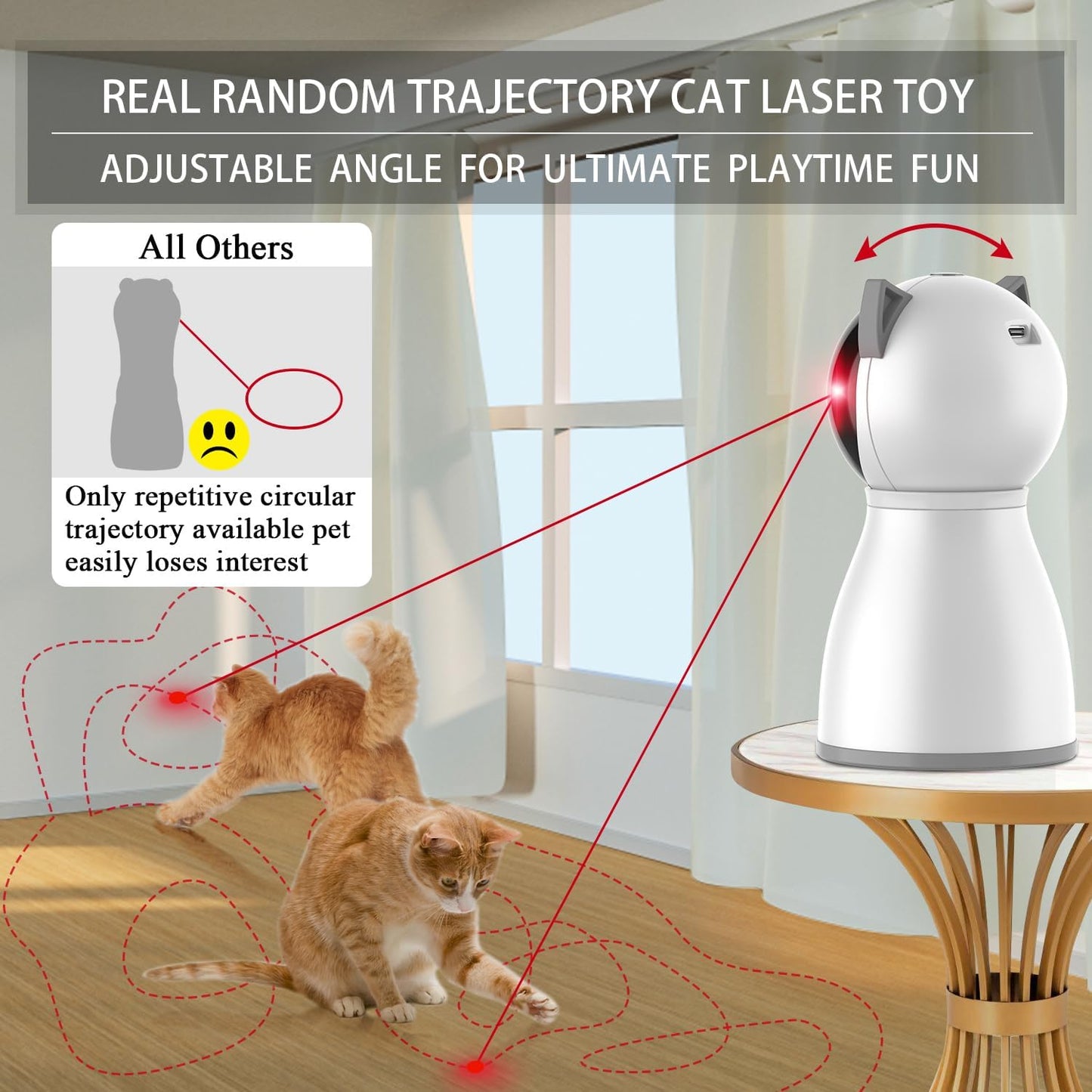 4th Gen Rechargeable Laser Cat Toy – Motion-Activated, Random Trajectory, Interactive Toy for Indoor Cats, Kittens, and Dogs