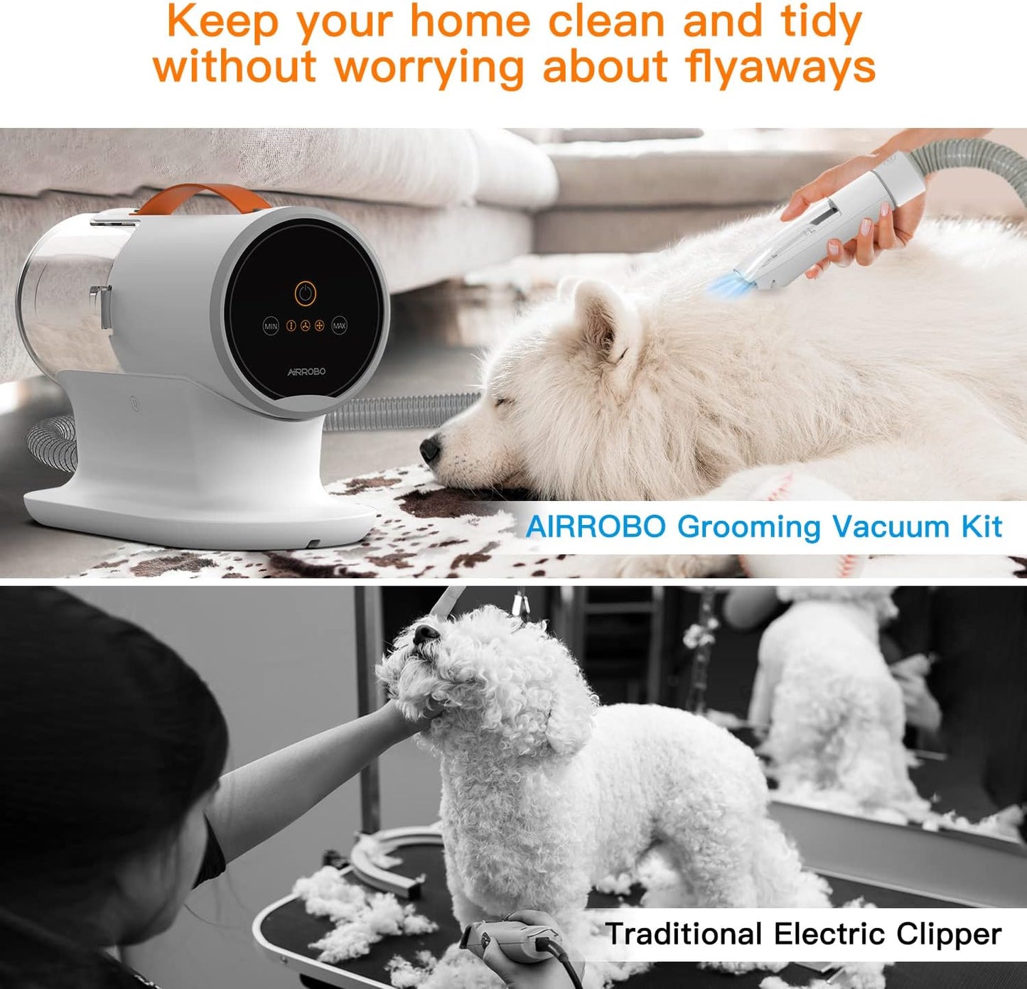 Pet Grooming Vacuum Kit – 12000Pa Dog Grooming Vacuum with 2L Capacity, Shedding Hair Cleaner, 5 Quiet Grooming Tools (PG100)