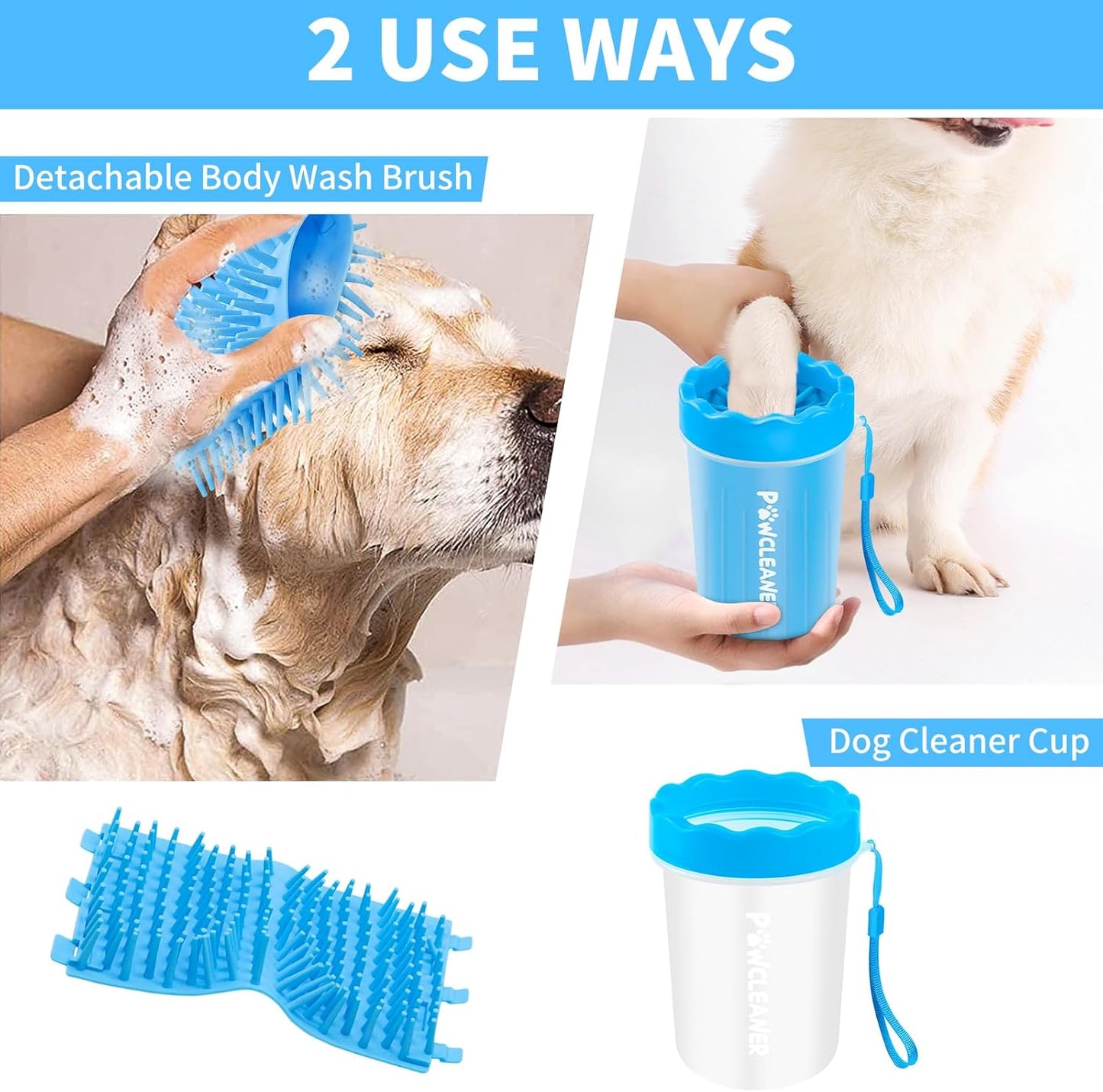 Dog Paw Cleaner with 3 Towels – Muddy Buddy Washer for Small, Medium & Large Dogs/Cats