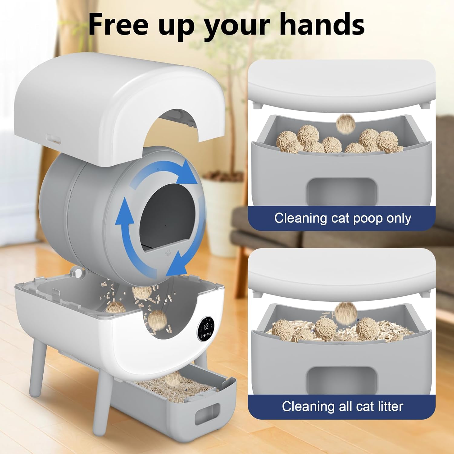 Self-Cleaning Automatic Cat Litter Box – 95L Capacity, App-Controlled with Safety Features & Garbage Bags