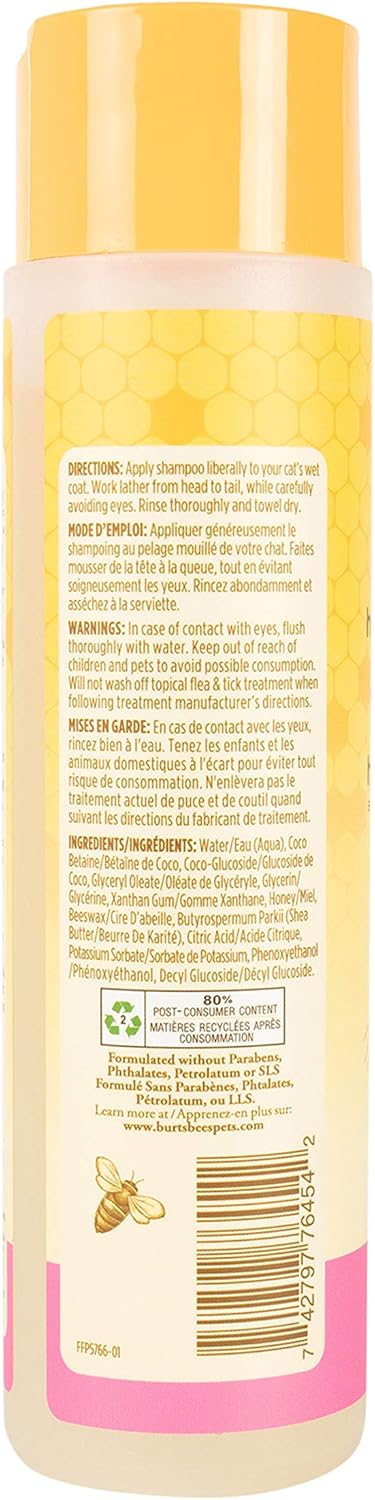 Hypoallergenic Cat Shampoo with Shea Butter & Honey – 99.7% Natural, Gentle Formula for Itchy Skin, 10 Oz"