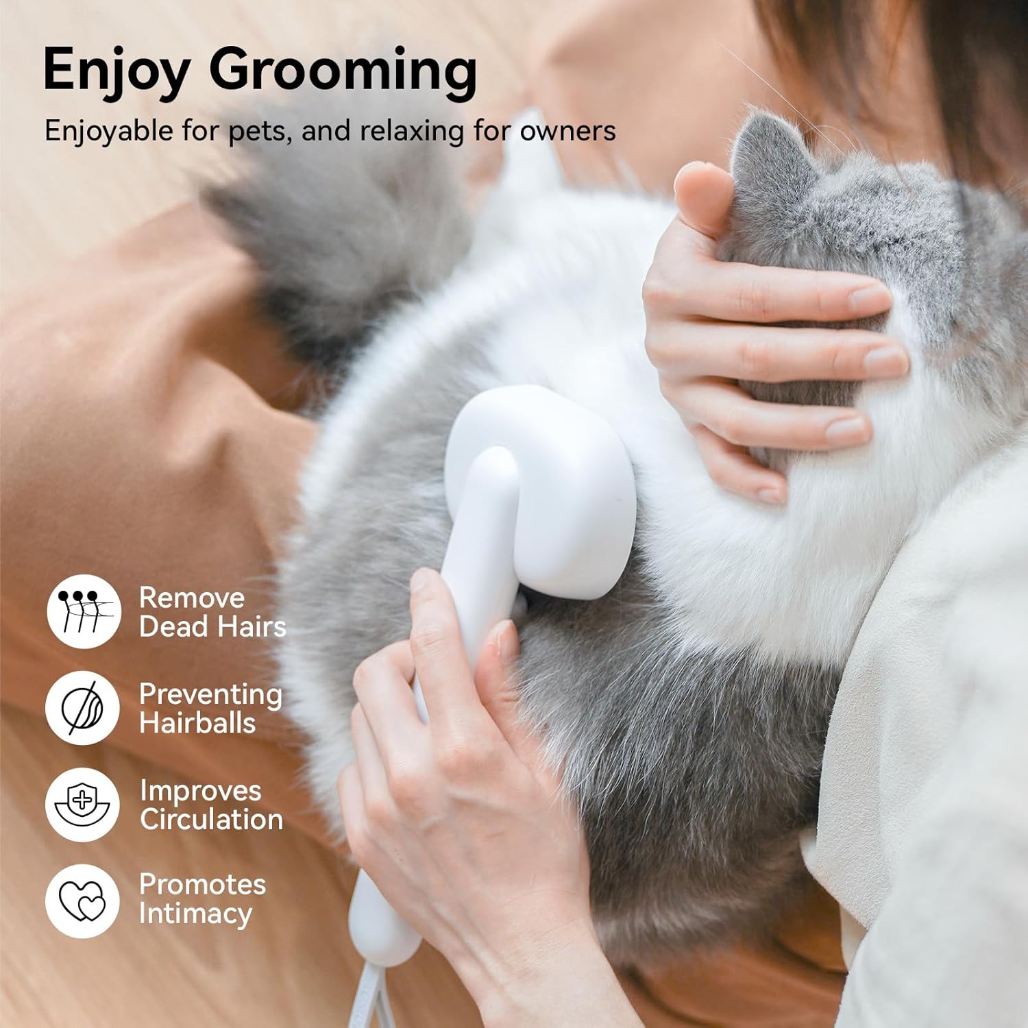 Cat Shedding Brush – Grooming Tool for Long & Short Haired Cats, Dogs, and Rabbits – Removes Loose Fur & Provides Gentle Massage