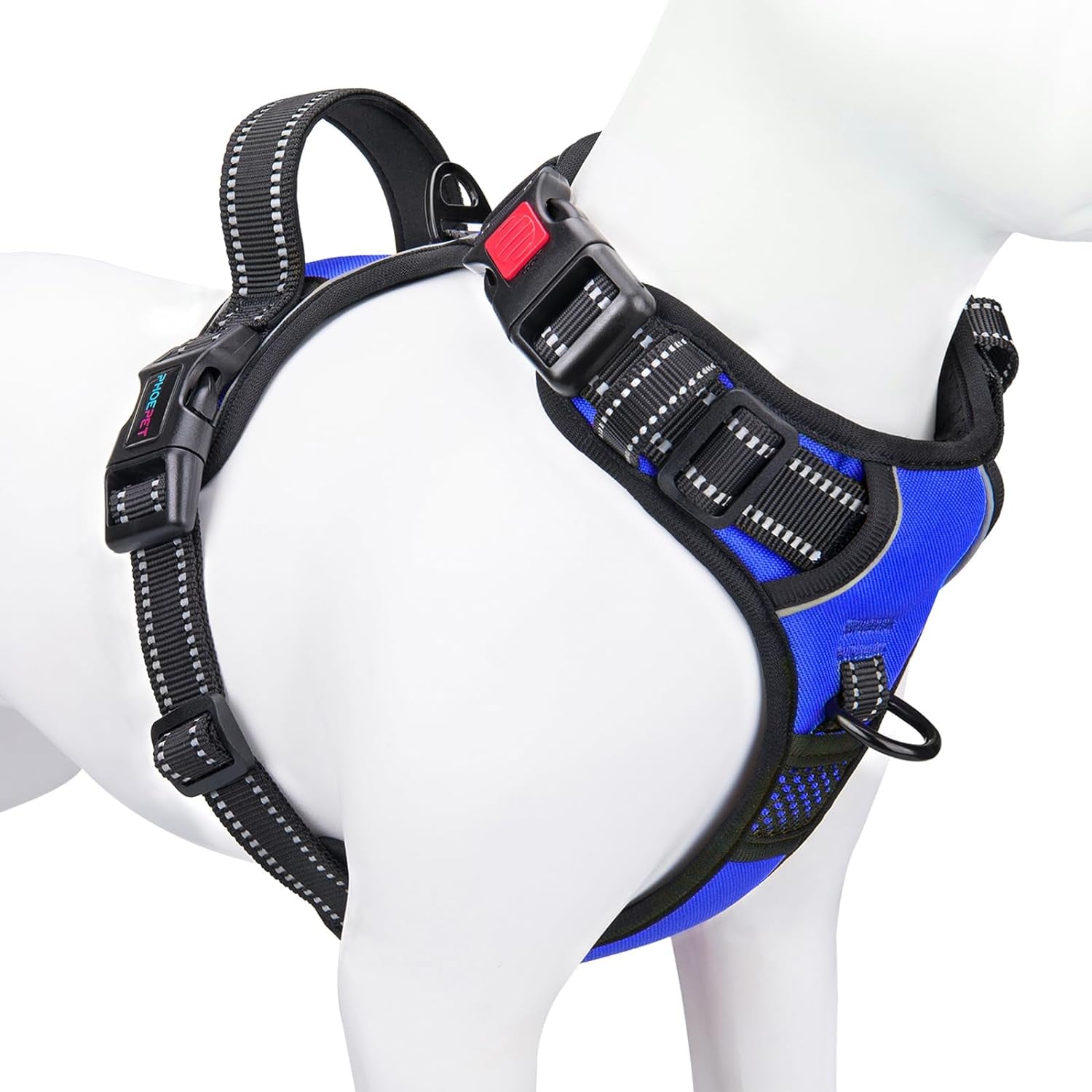 Reflective No-Pull Dog Harness for Small Dogs – Adjustable Front-Clip Vest with Handle, 2 Metal Rings & 3 Buckles, Easy On/Off (XL, Royal Blue)