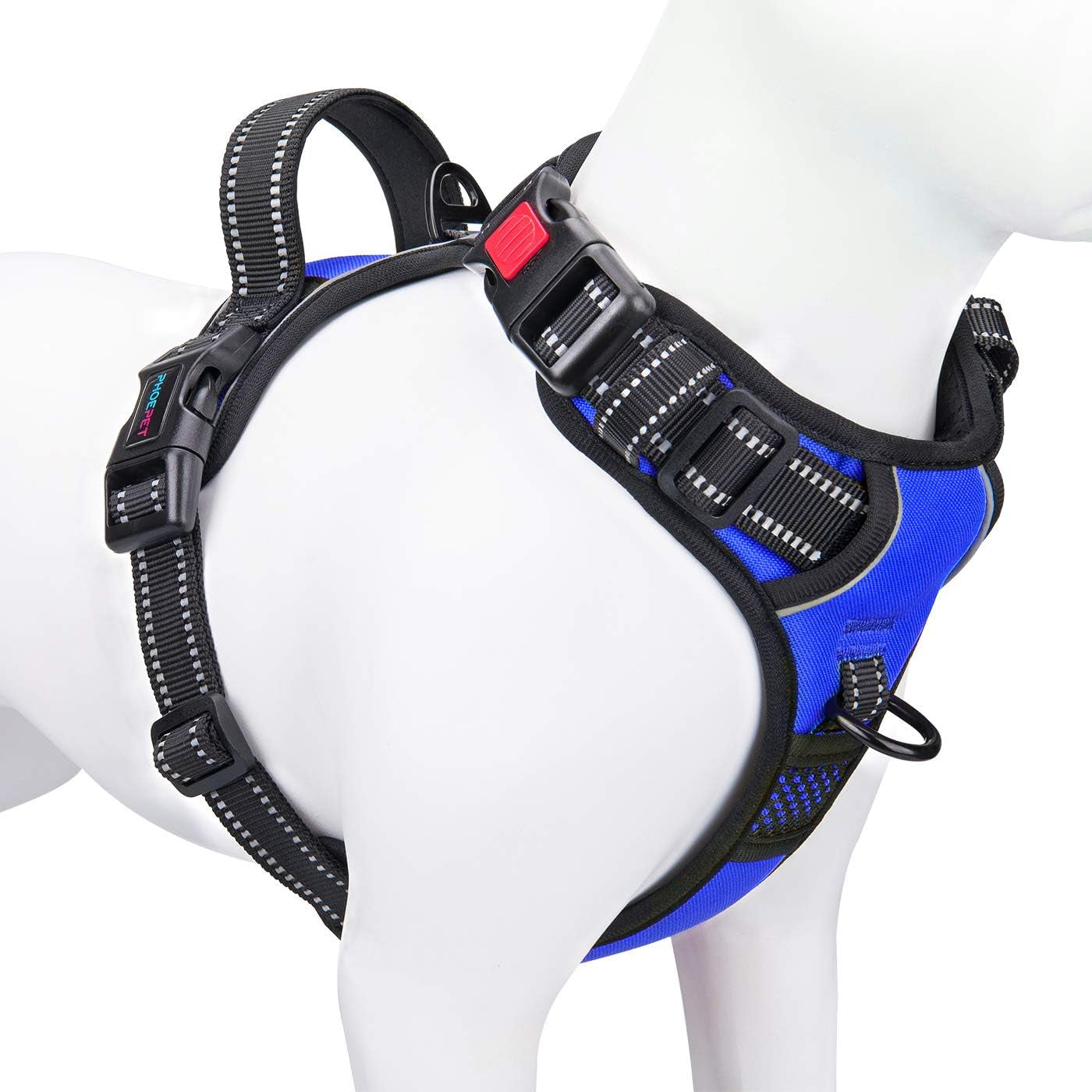 Reflective No-Pull Dog Harness for Small Dogs – Adjustable Front-Clip Vest with Handle, 2 Metal Rings & 3 Buckles, Easy On/Off (XS, Royal Blue)