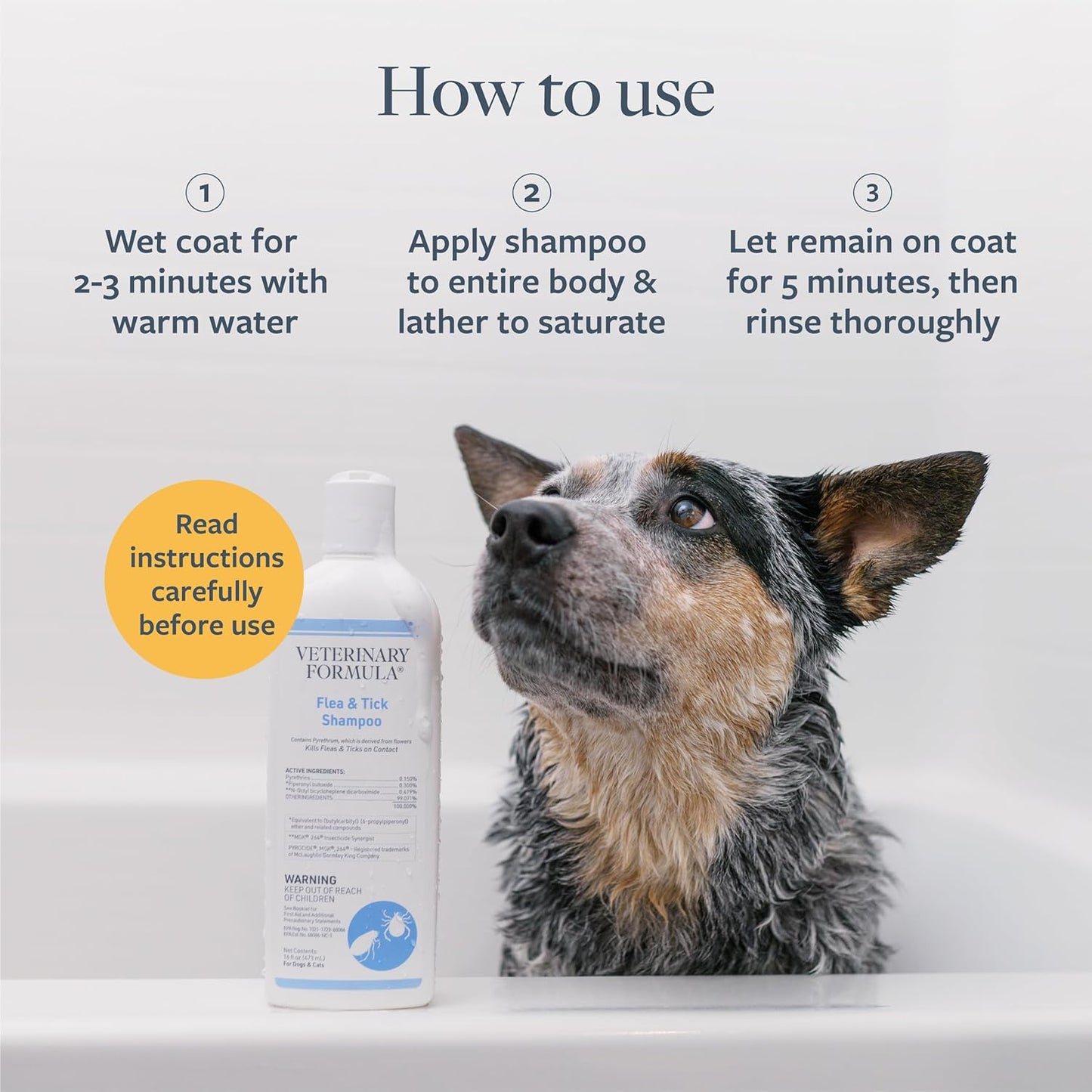 Flea and Tick Shampoo for Dogs and Cats, 16 Oz