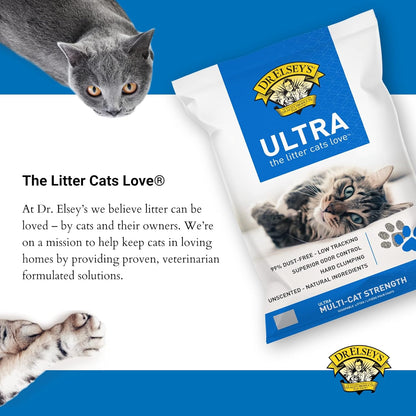 Premium Unscented Cat Litter – Natural, Low Dust, Superior Odor Control, Hard Clumping for Multi-Cat Homes (40 lbs)