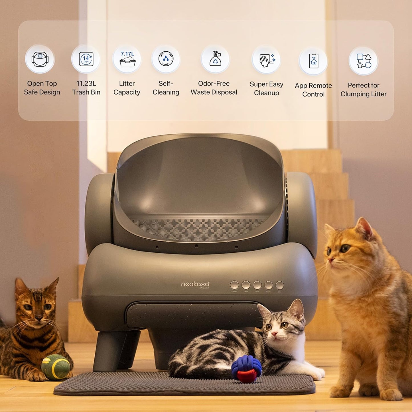 M1 Open-Top Automatic Self-Cleaning Cat Litter Box – App-Controlled, Odor-Free, with Trash Bags