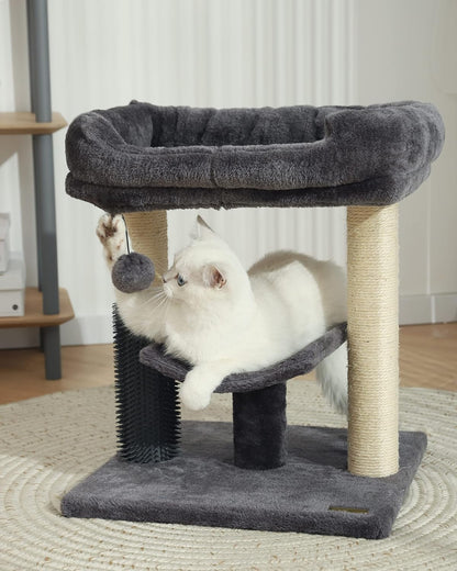 Cat Tree Tower – Cozy Perch, Scratching Post, Self-Groomer & Interactive Ball for Kittens and Indoor Cats