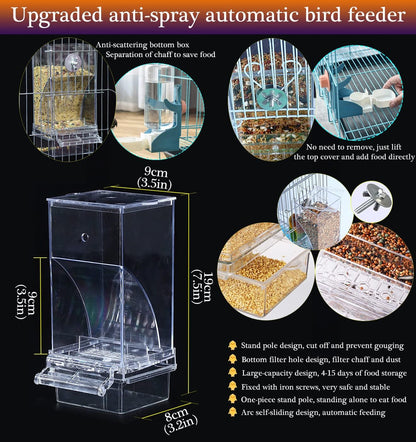 No-Mess Bird Feeder & Water Dispenser – Automatic Seed & Drink Set for Parrots, Budgies, Lovebirds, & More 