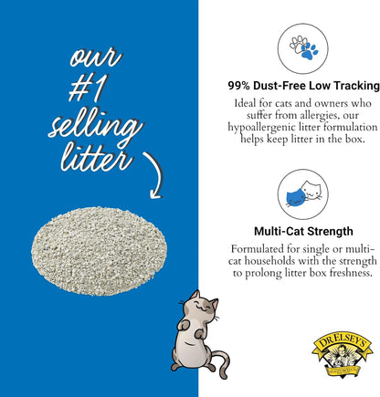 Premium Unscented Cat Litter – Natural, Low Dust, Superior Odor Control, Hard Clumping for Multi-Cat Homes (40 lbs)