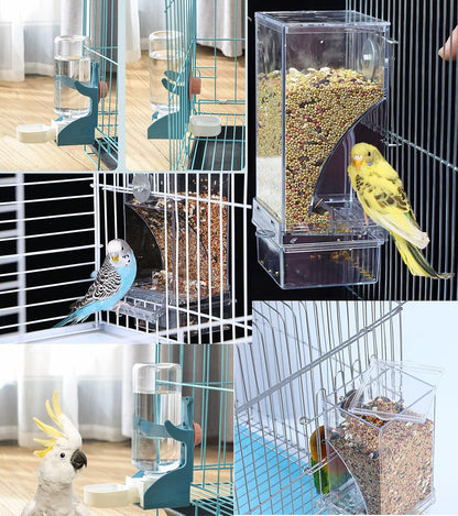 No-Mess Bird Feeder & Water Dispenser – Automatic Seed & Drink Set for Parrots, Budgies, Lovebirds, & More 