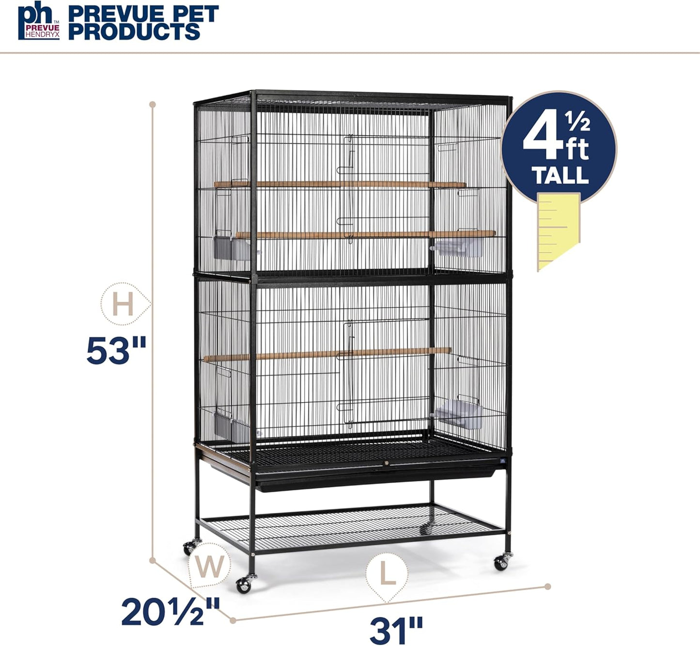 Wrought Iron Flight Bird Cage with Stand