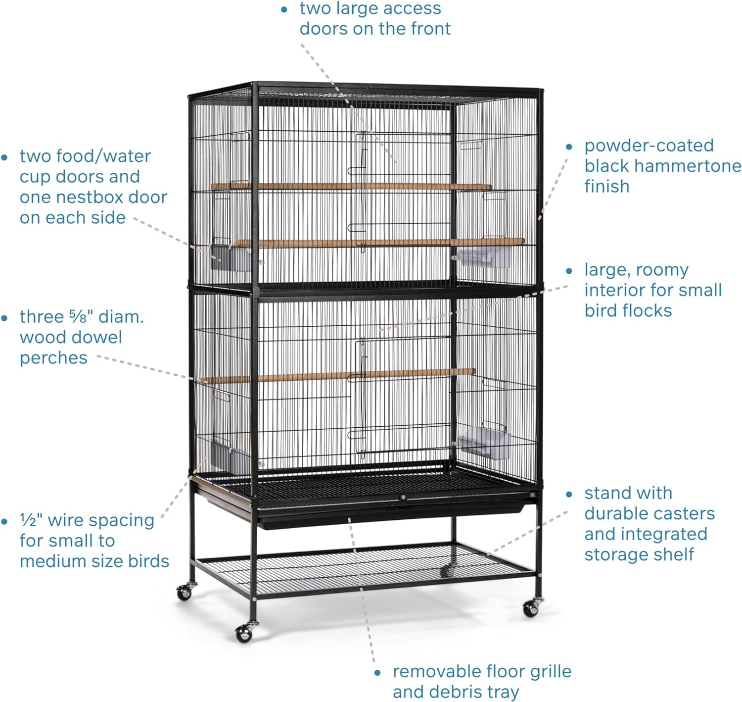 Wrought Iron Flight Bird Cage with Stand