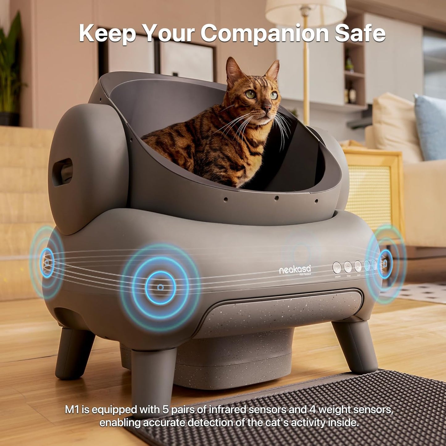 M1 Open-Top Automatic Self-Cleaning Cat Litter Box – App-Controlled, Odor-Free, with Trash Bags