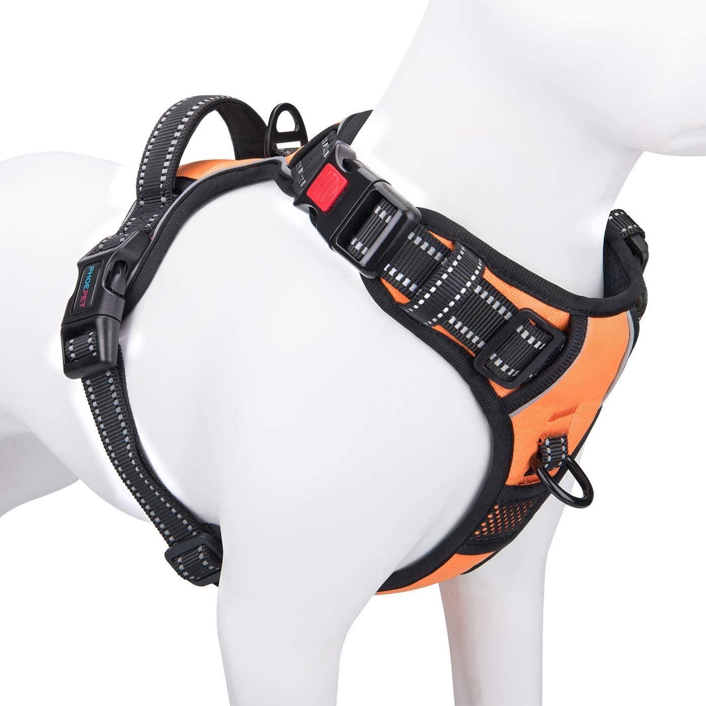 Reflective No-Pull Dog Harness for Small Dogs – Adjustable Front-Clip Vest with Handle, 2 Metal Rings & 3 Buckles, Easy On/Off (XS, Orange)