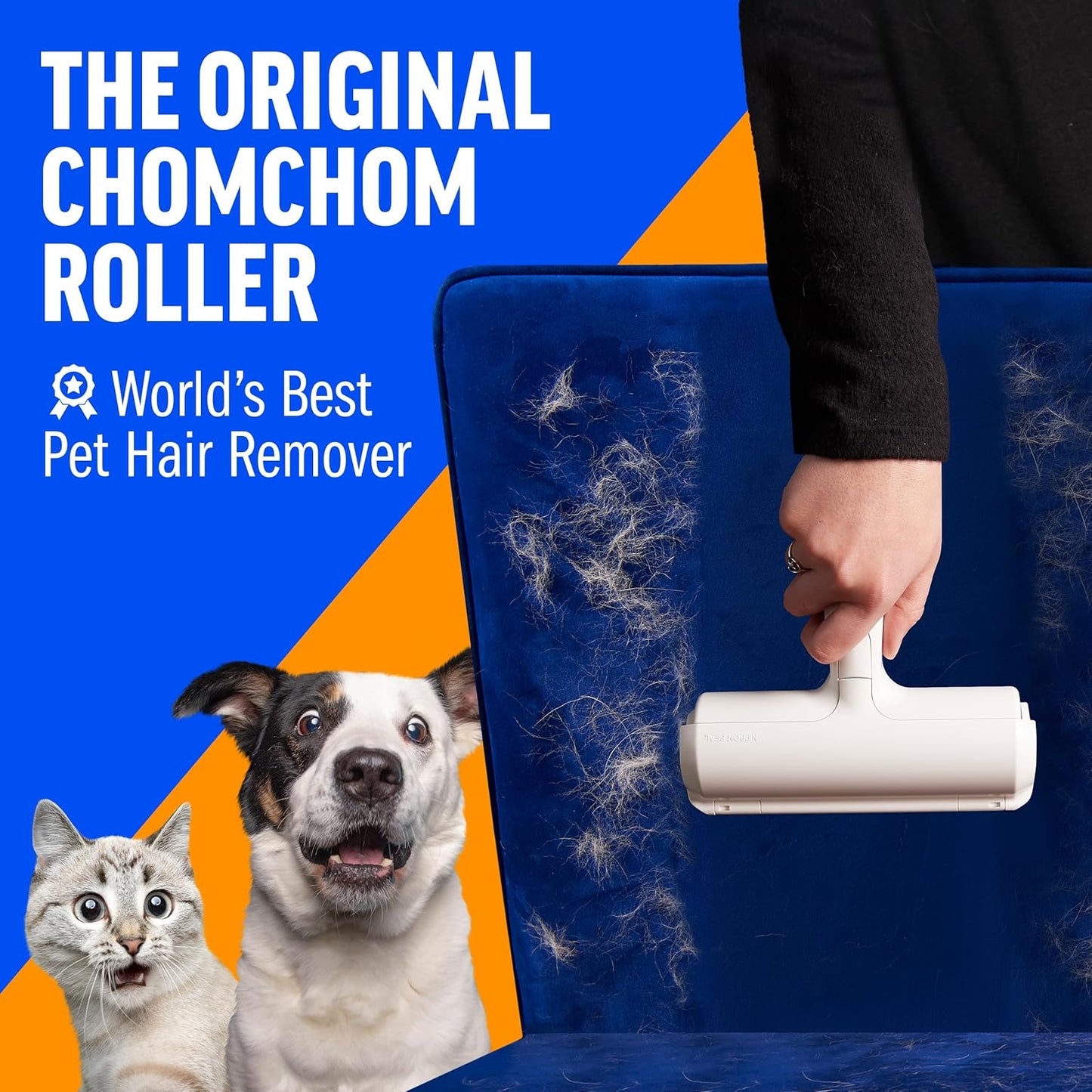 ChomChom Roller – Reusable Pet Hair Remover for Furniture, Clothing, Carpets & More – Portable, Multi-Surface Lint Tool