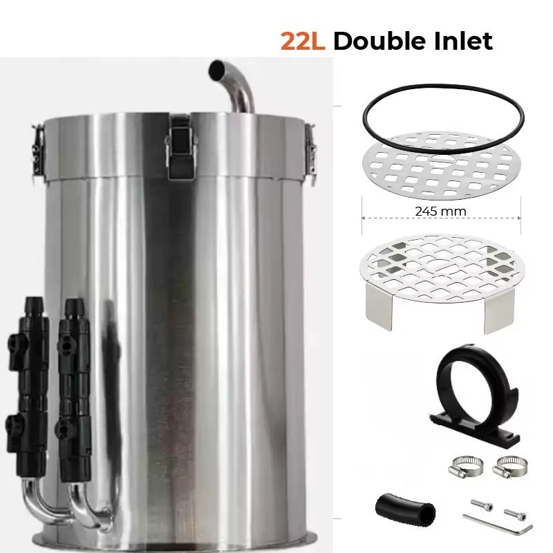 Stainless Steel ADA-Style External Canister Filter – Premium Barrel for Grass & Fish Tanks