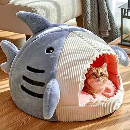 Cartoon Shark Cave Pet Bed 