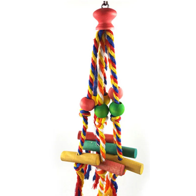 8-Piece Parrot Toy Set – Wooden Bite Toys, Swing, Ball, Bell, and Training Accessories for Birds