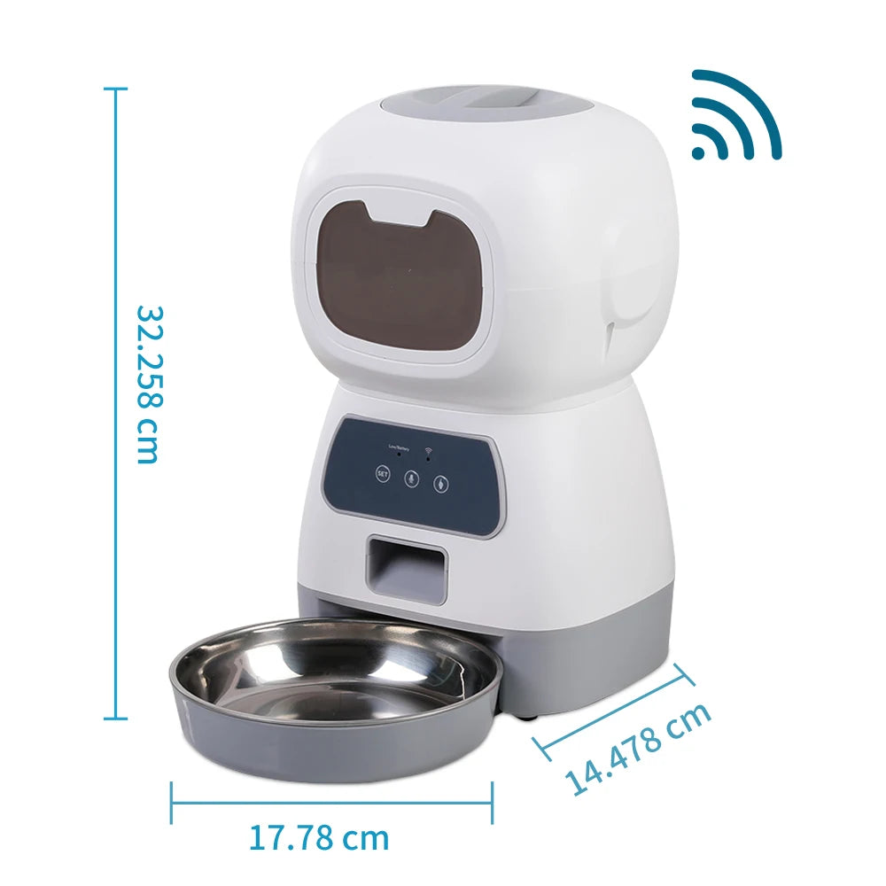 3.5L Smart Automatic Pet Feeder – WiFi-Enabled Cat & Dog Food Dispenser with Voice Recorder & Timed Feeding