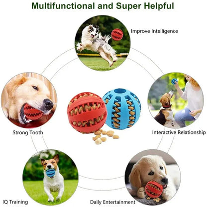 Nontoxic Dog Toy Ball – Bite-Resistant Chew Ball for Dogs & Cats, Treat Feeder & Tooth Cleaning Toy