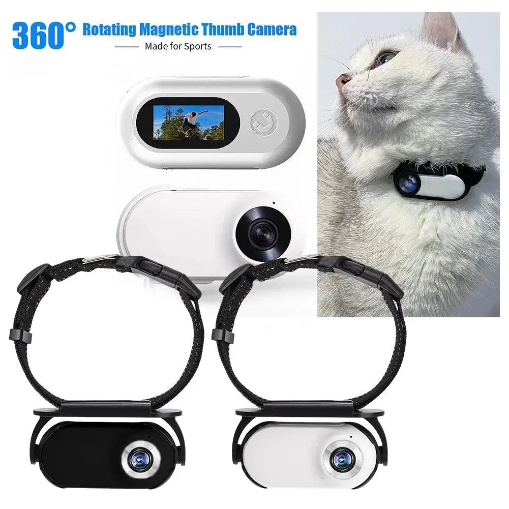 Pet Collar Camera – No WiFi Needed, 170° Wide-Angle Lens, Mini Action Camera for Cats & Dogs with Video Recording and Tracking