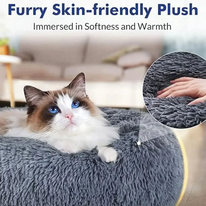 Soft Plush Round Cat & Dog Bed – Cozy Pet Basket, Cushion, and Sleeping Sofa for Cats & Small Dogs